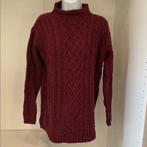 J. Jill Maroon Cable Knit Turtleneck Sweater